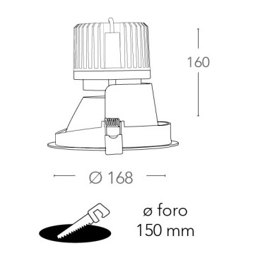 Faretto a incasso Elite Tondo 16,8 cm in Alluminio Bianco FanEurope