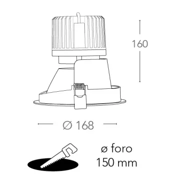 Faretto a incasso Elite Tondo 16,8 cm in Alluminio Bianco FanEurope