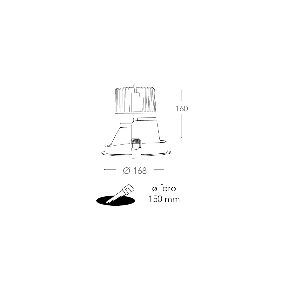 Spot encastrable rond Elite 16,8 cm en aluminium blanc...