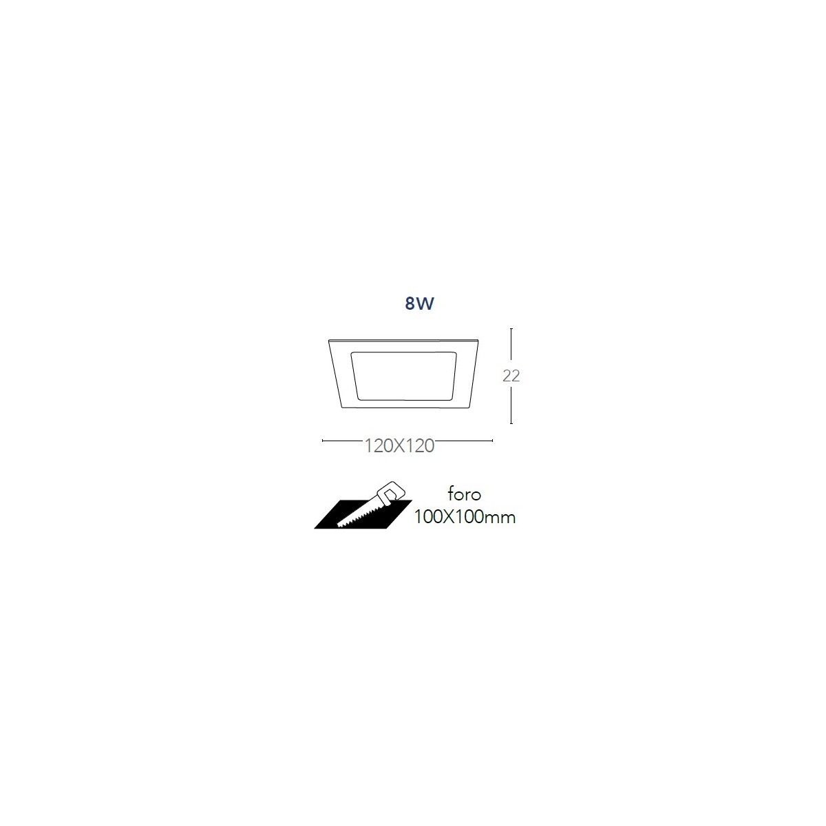 Spot encastré Square Flap 12x12 cm en aluminium blanc Led...