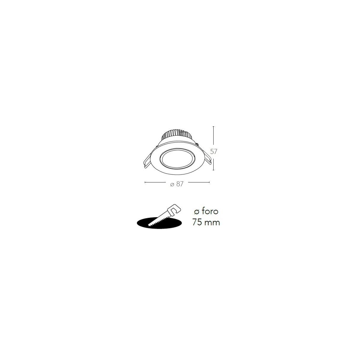 Spot encastrable rond Orione 8,7 cm en aluminium argenté...