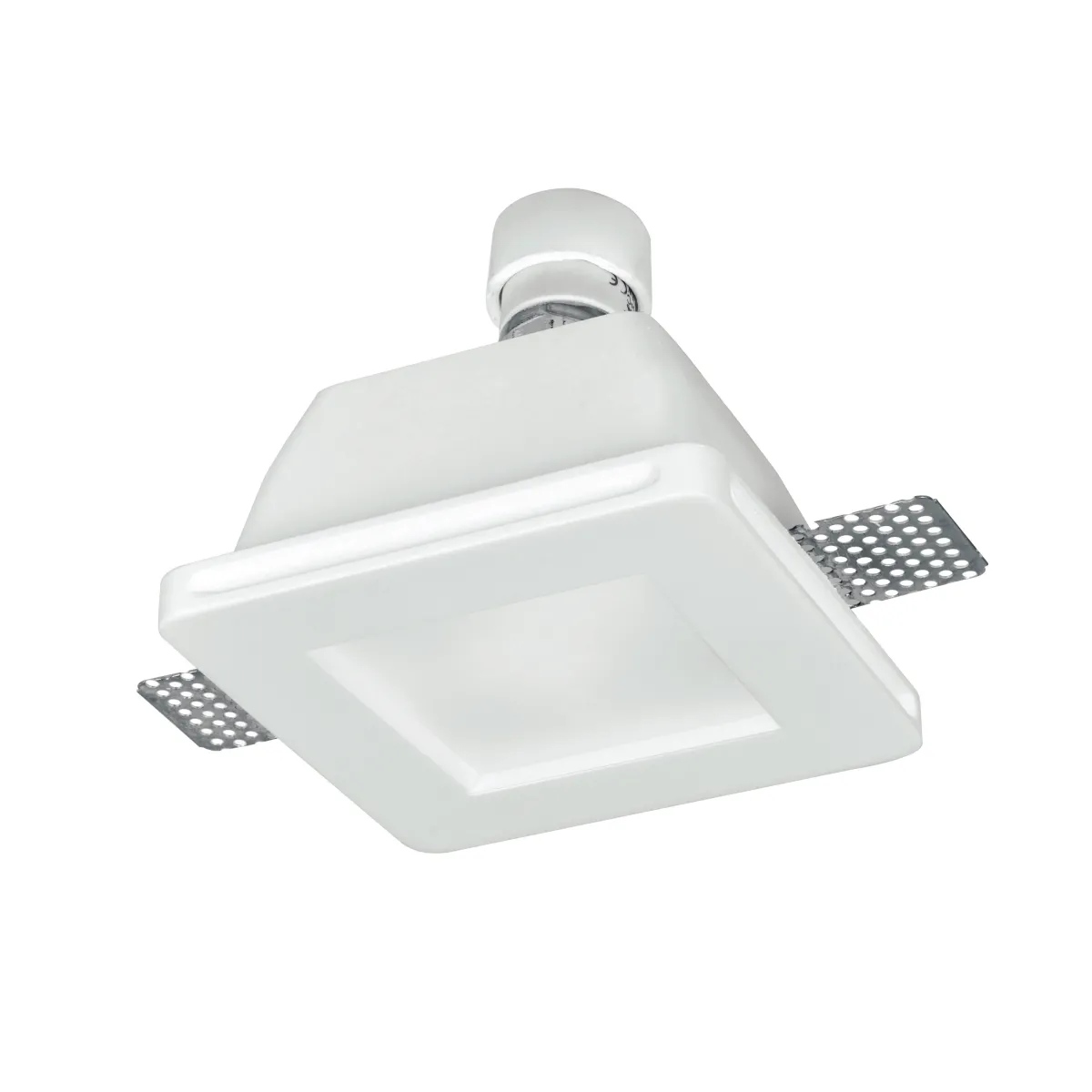 INC-SNOW-Q - Faretto Incasso Scomparsa Quadrato Gesso Verniciabile diffusore Vetro GU10