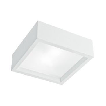 I-GABRIEL/PL25Q - Soffitto Ribassato Plafoniera Quadrata Gesso Vernicibile diffusore Vetro E27