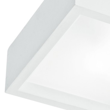 Struttura Quadrata in Gesso Verniciabile e Diffusore in Vetro Linea Gabriel