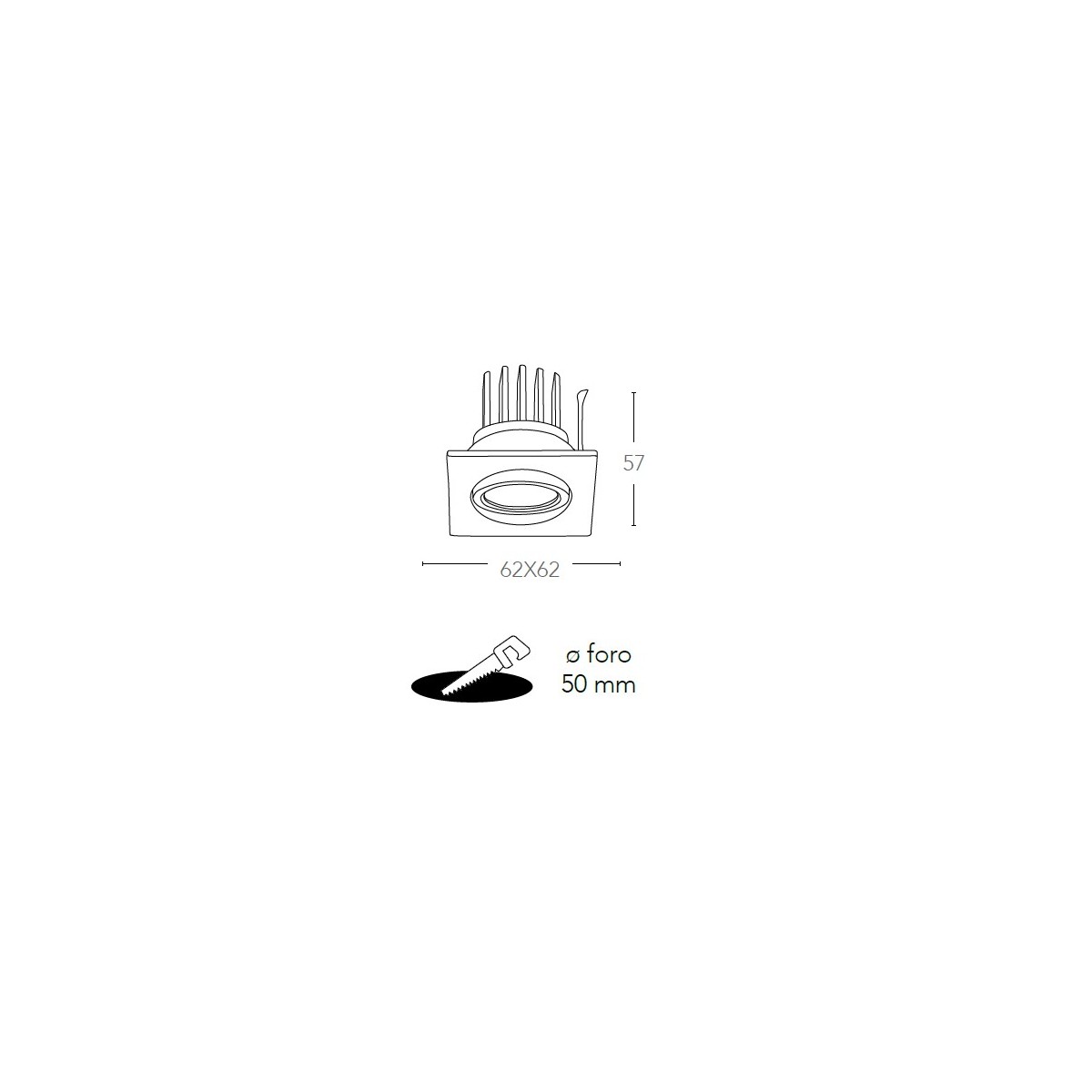 Faretto a Incasso Polaris Quadrato 6,2x6,2 cm in...