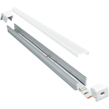Profilo 1 m per Strip Led con Tappi 1,32x1,2 cm