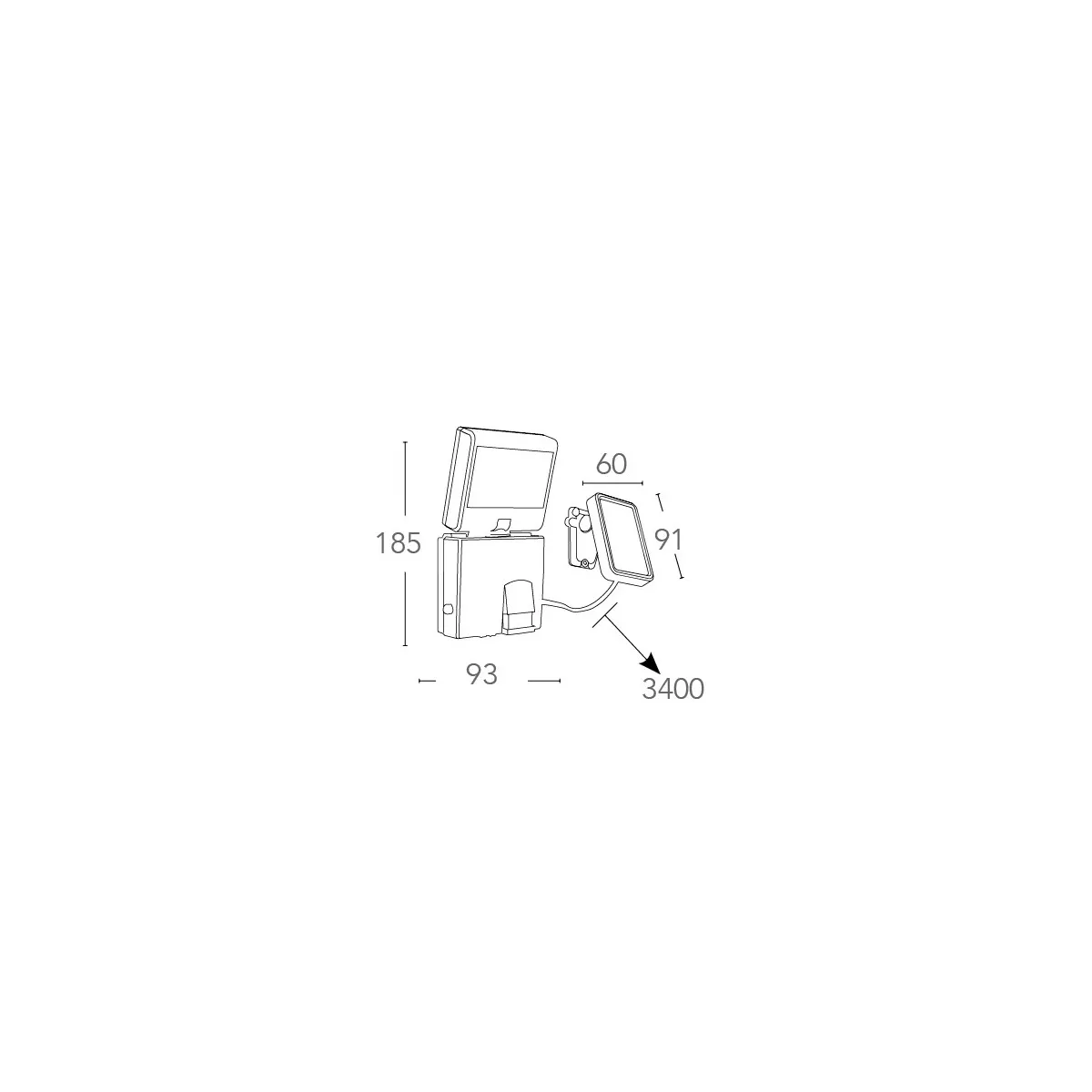 Projecteur LED réglable avec capteur et panneau solaire