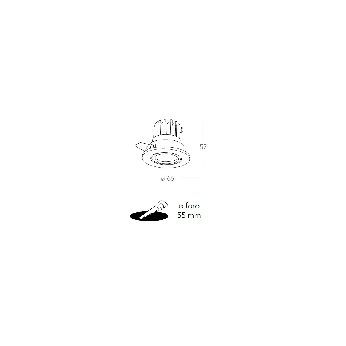 Faretto a Incasso Polaris Tondo 6,6 cm in Alluminio...