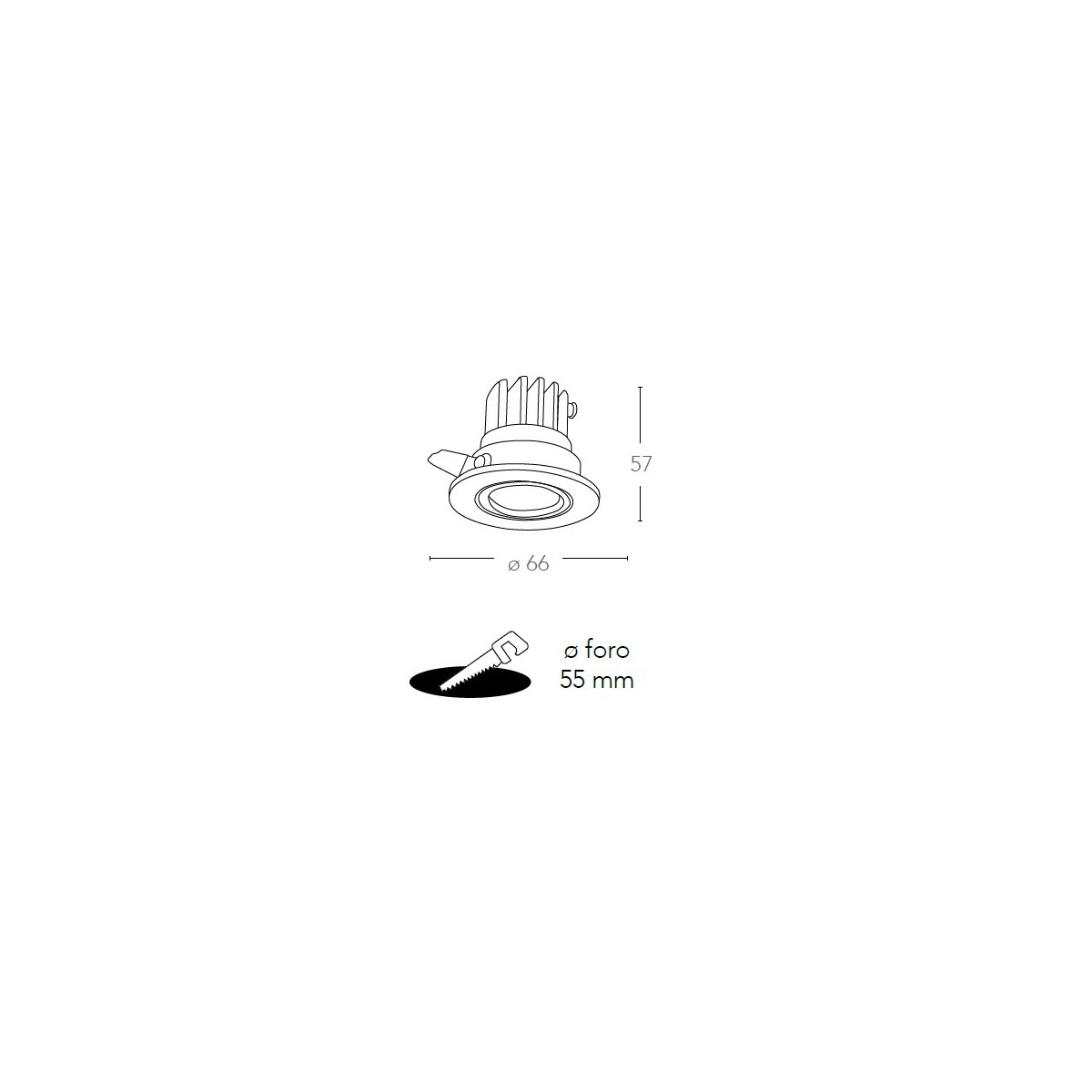 Spot encastré rond Polaris de 6,6 cm en aluminium argenté...