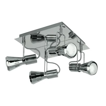 SPOT-CADILLAC-PL4 - Plafoniera squadrata a quattro luci dal colore cromato 40 watt E14