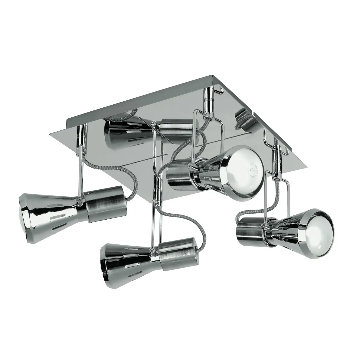 SPOT-CADILLAC-PL4 - Plafoniera squadrata a quattro luci dal colore cromato 40 watt E14