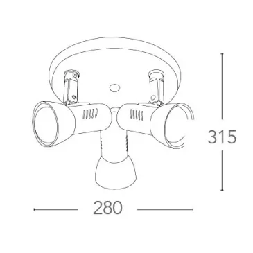 SPOT-CARRERA-PL3 - Plafoniera tonda bianca a tre luci 42 watt E27