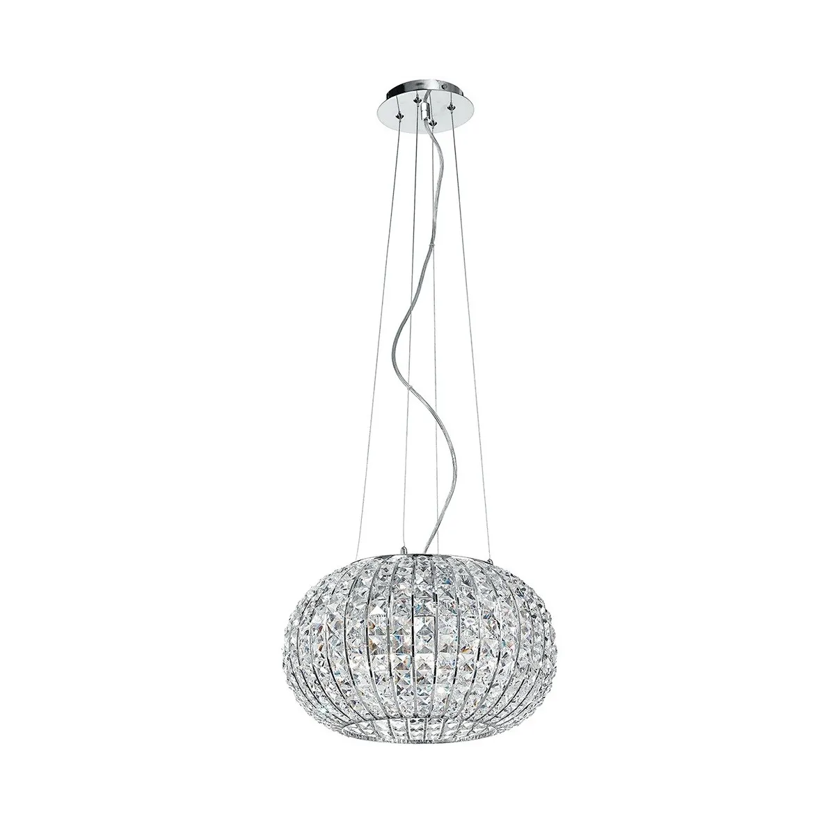 I-CONCERT/S5 - Lampadario a Sospensione Circolare Cristalli K9 Squadrati Metallo Classico E27