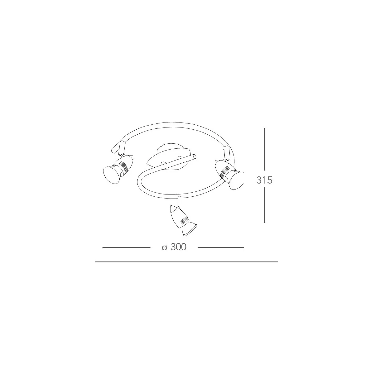 SPOT-SUNNY-S3 - Plafoniera di colore nickel dalla forma originale a tre luci 42 watt 2800 kelvin GU10