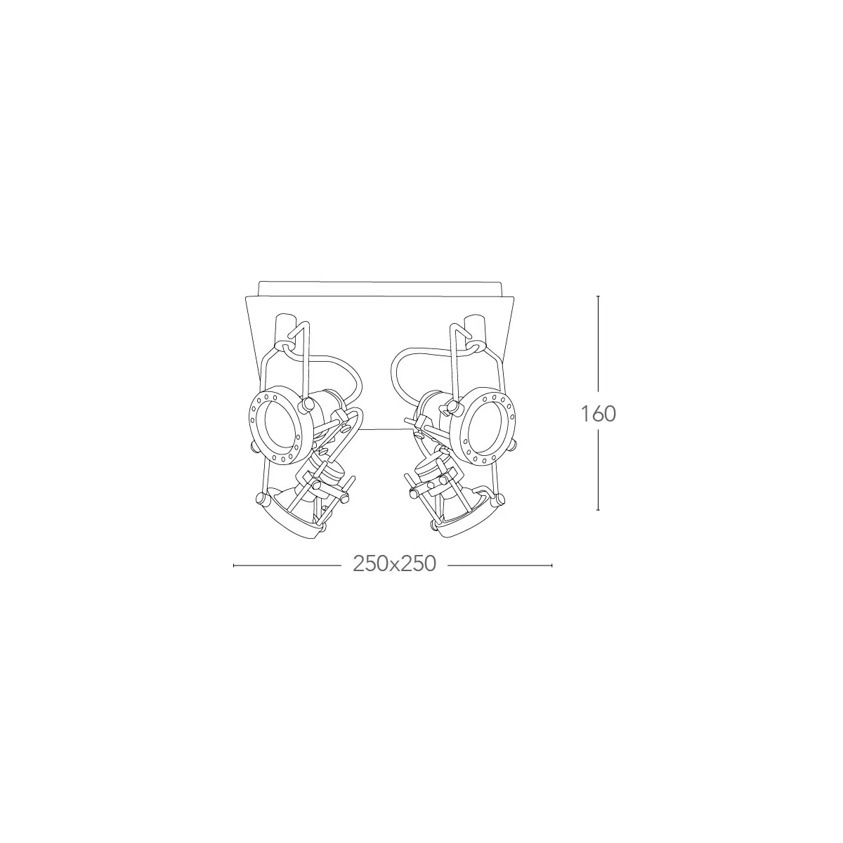 SPOT-TECHNO-PL4 - Plafoniera cromata dalla forma quadrata a quatrro luci 42 watt 2800 kelvin GU10