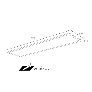 LED-PANEL-F-30X120 - Panneau suspendu à LED blanche de forme rectangulaire 40 watt 5000 kelvin