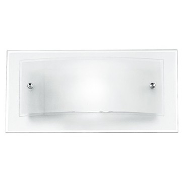 I-061228-3 - Applique Moderna Quadrata Doppio Vetro Bianco Satinato Bordo Trasparente Lampada da Parete E27