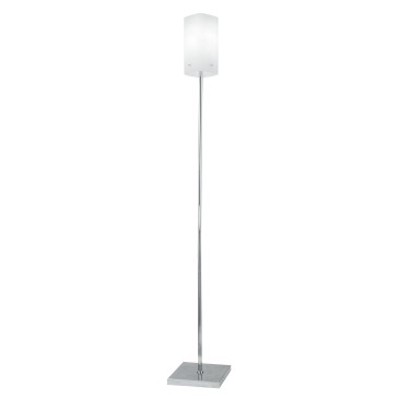 Lampadaire en métal blanc et verre E27