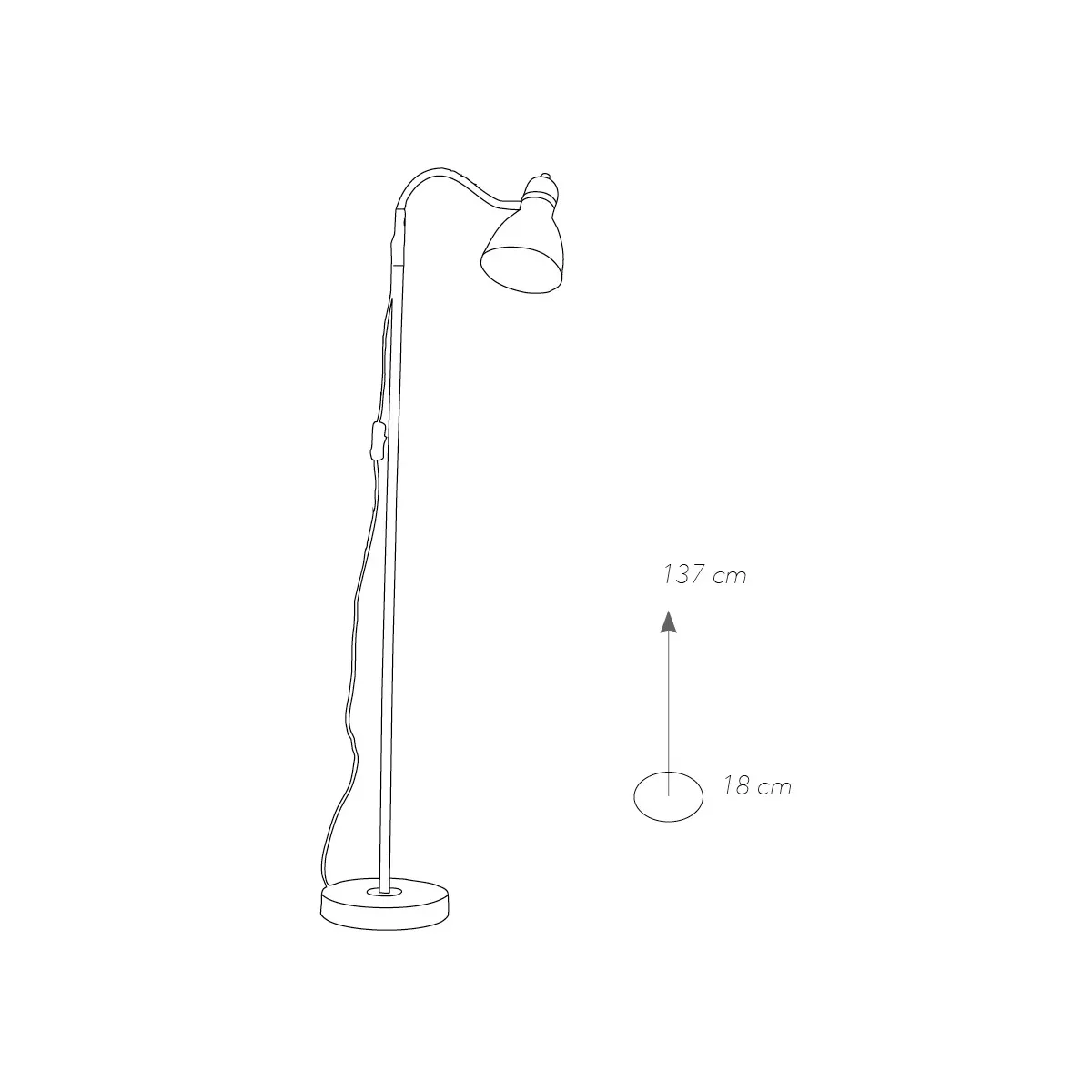 Lampadaire People en métal blanc avec diffuseur réglable...