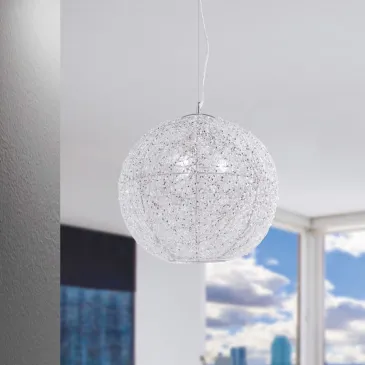 I-ASTRA / S45 - Cristaux de lustre suspendus sphériques modernes Fils d'aluminium torsadés E27