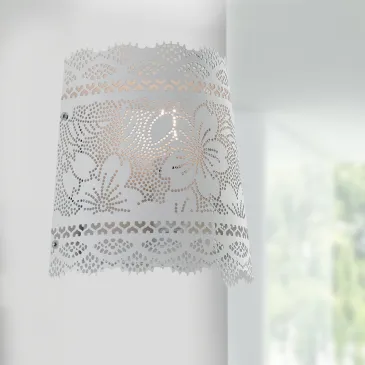 I-CLUNY-AP - Applique Classica Bianco Opaco Forato Pizzo Lampada da Parete E14