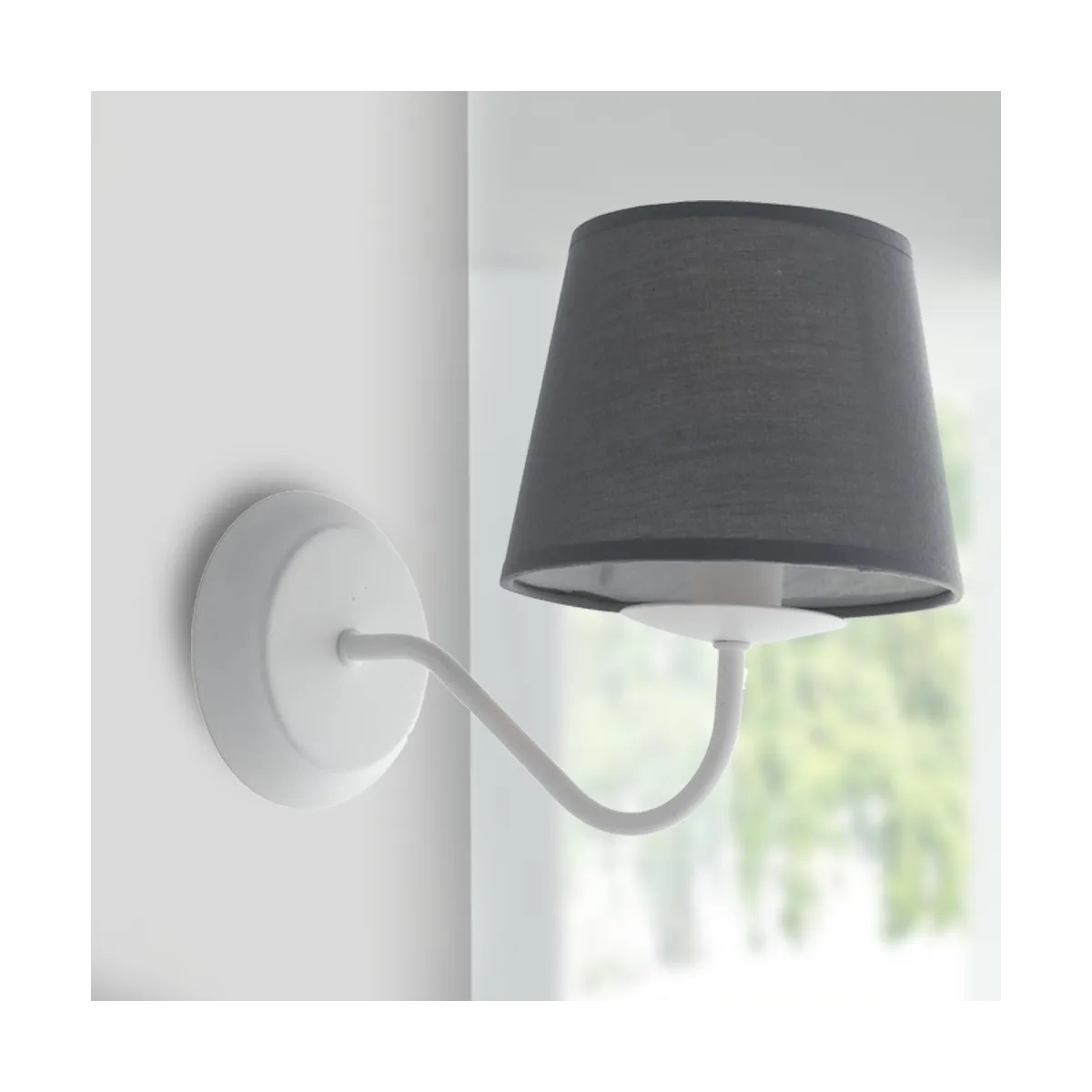 I-FAVOLA / AP1 - Applique murale Abat-jour en métal blanc Applique en tissu gris E14