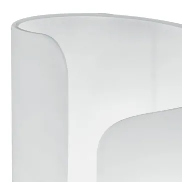 Lampada da tavolo 60W E27 bianco CREATE. Design moderno, struttura in alluminio e diffusore ricurvo in vetro.