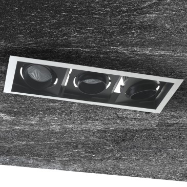 INC-APOLLO-3X30C - Faretto Incasso Cartongesso Nero Bianco Tre Luci Orientabili Led 90 watt Luce calda