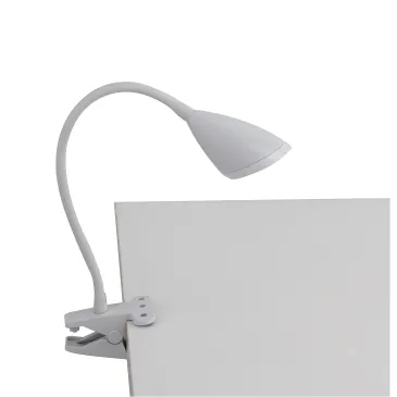 LEDT-HEGEL-WHITE - Lume per Scrivania con Pinza paralume Metallo Bianco Silicone Flessibile Led 3,2 watt Luce Naturale