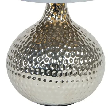 Lampada da Tavolo Pulsar con Fusto in Ceramica Decorata color Argento