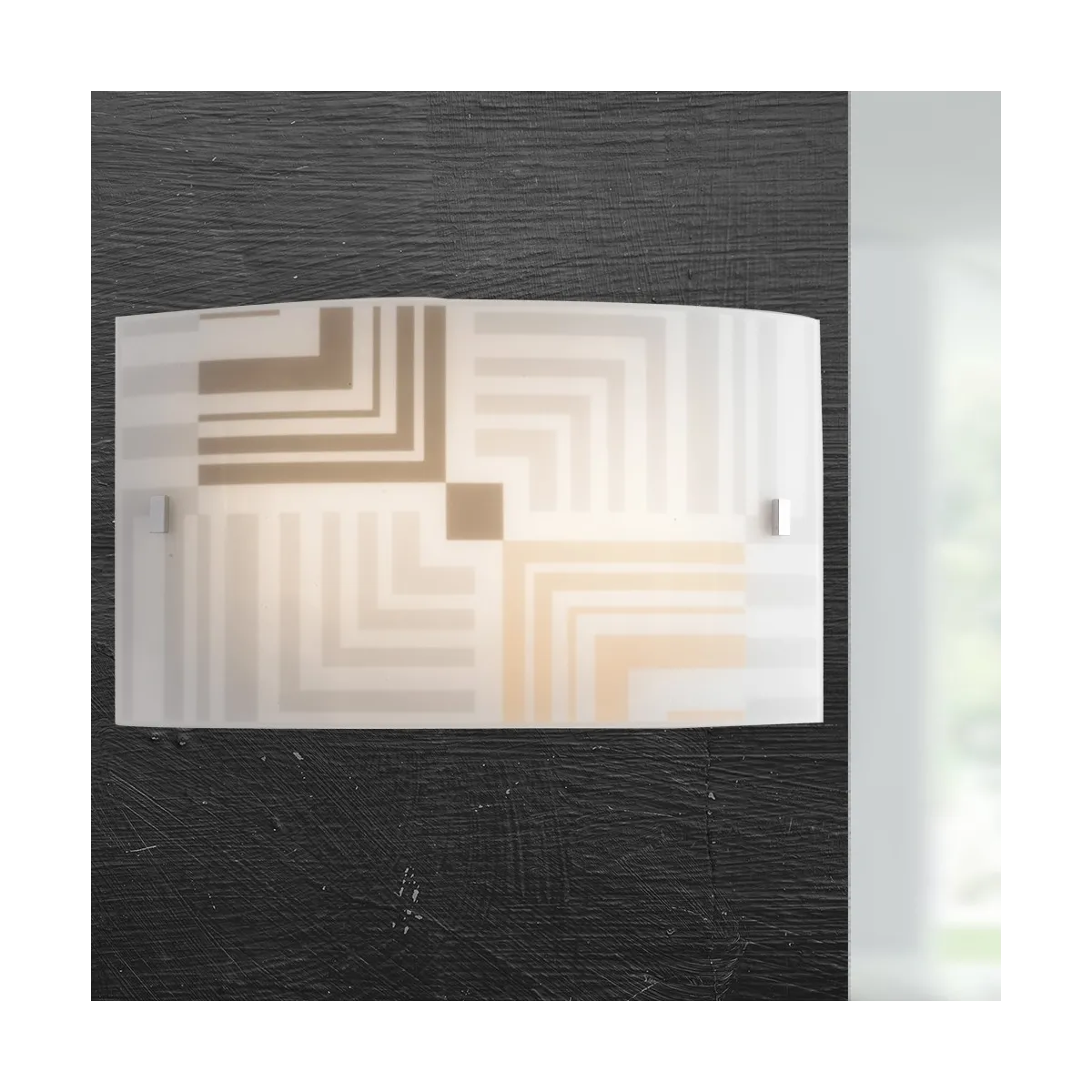 I-SEVENTY/AP3520 - Applique Rettangolare Vetro Bianco Decoro Frecce Lampada da Parete Moderna E27