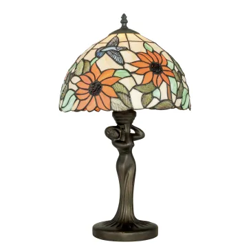 I-DAFNE-LG1 - Lampe de table à fleurs classique en verre coloré métal E27