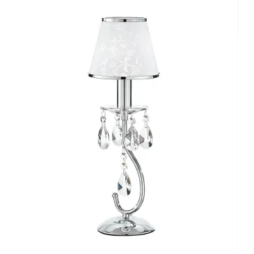 I-BOEME/L1 - Lumetto Metallo Gocce Cristalli K9 paralume Polivinilico Bianco Glitterato Lampada Classica E14