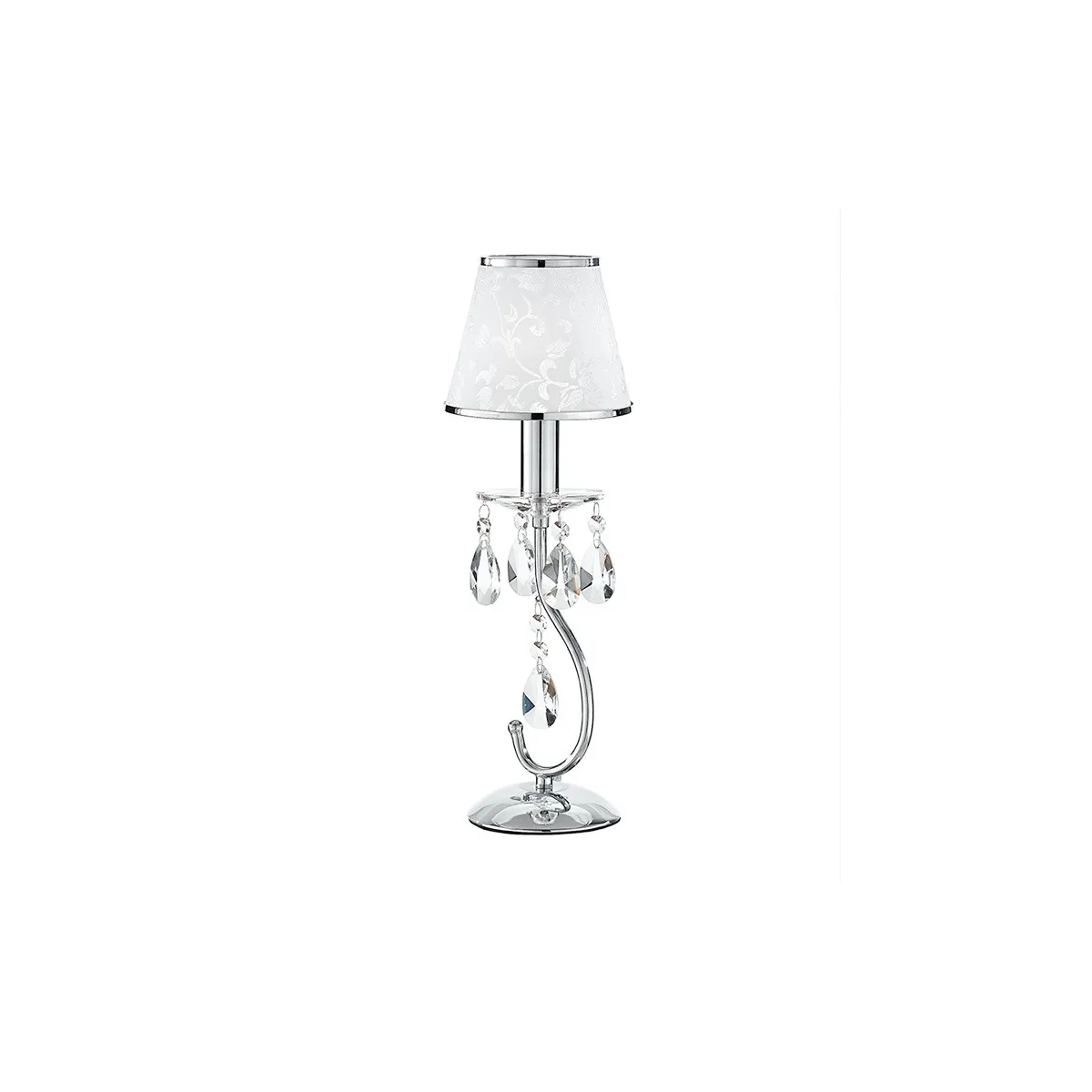 I-BOEME / L1 - Lampe de table Metal Drops K9 Crystals abat-jour Polyvinyl White Glitter Classic Lamp E14