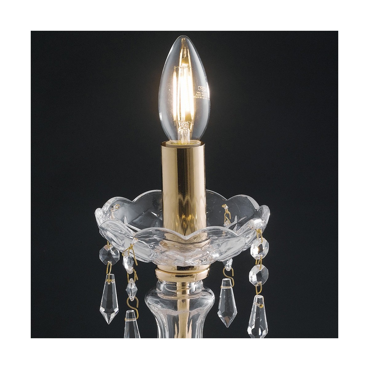 Lampada in Vetro decorato con Finiture Oro e Gocce di...