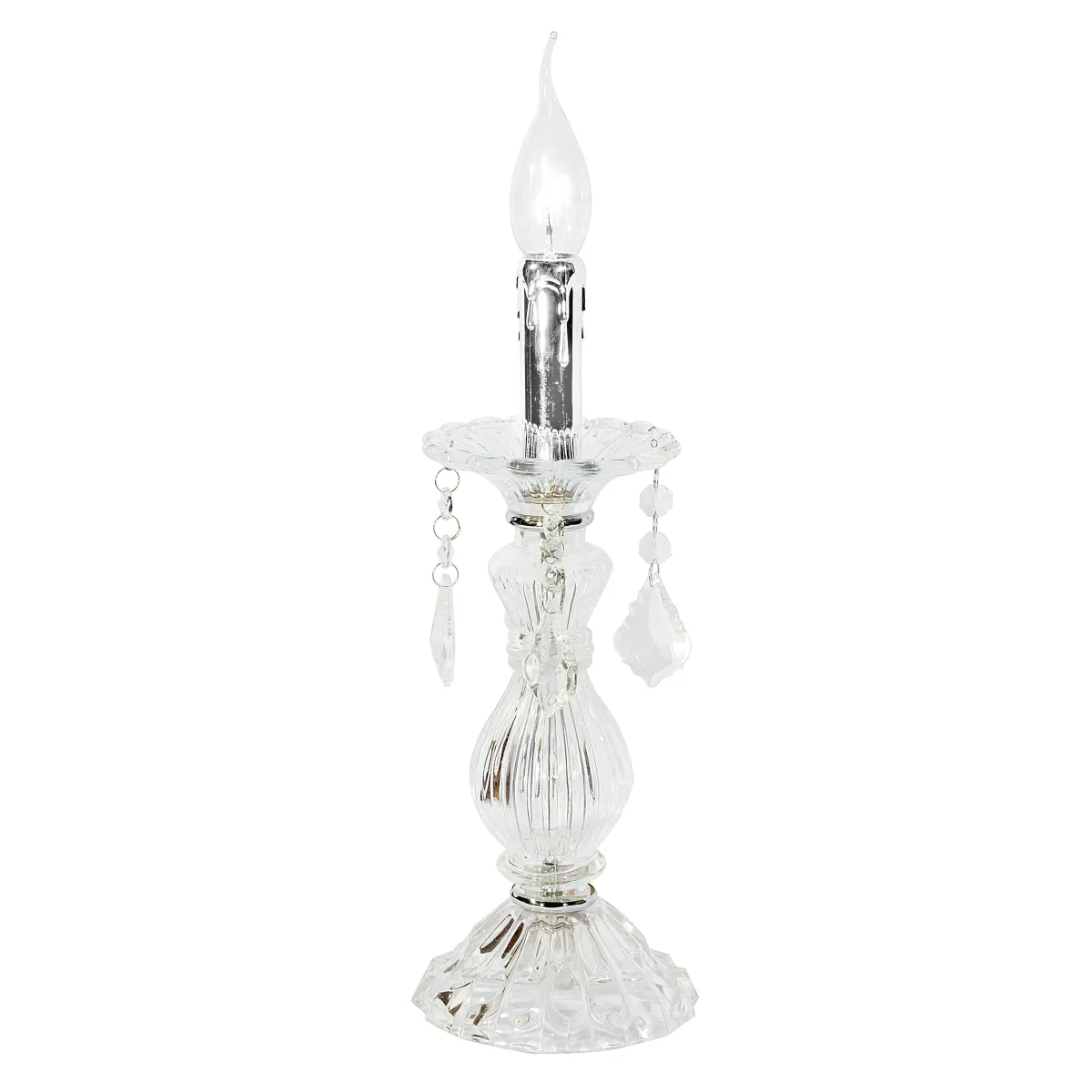 I-246/00300 - Lampe en verre Pendentifs K9 Cristaux Lampe de table finition chrome E14