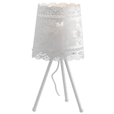 I-CLUNY-L20 - Lume Treppiedi Abat jour Moderno Bianco Opaco paralume Forato Pizzo E27