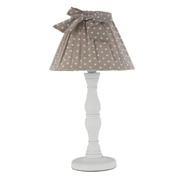 I-SWEET-LUME - Abat jour Fusto Legno Bianco Paralume Cotone Marrone Cuori Classica E27