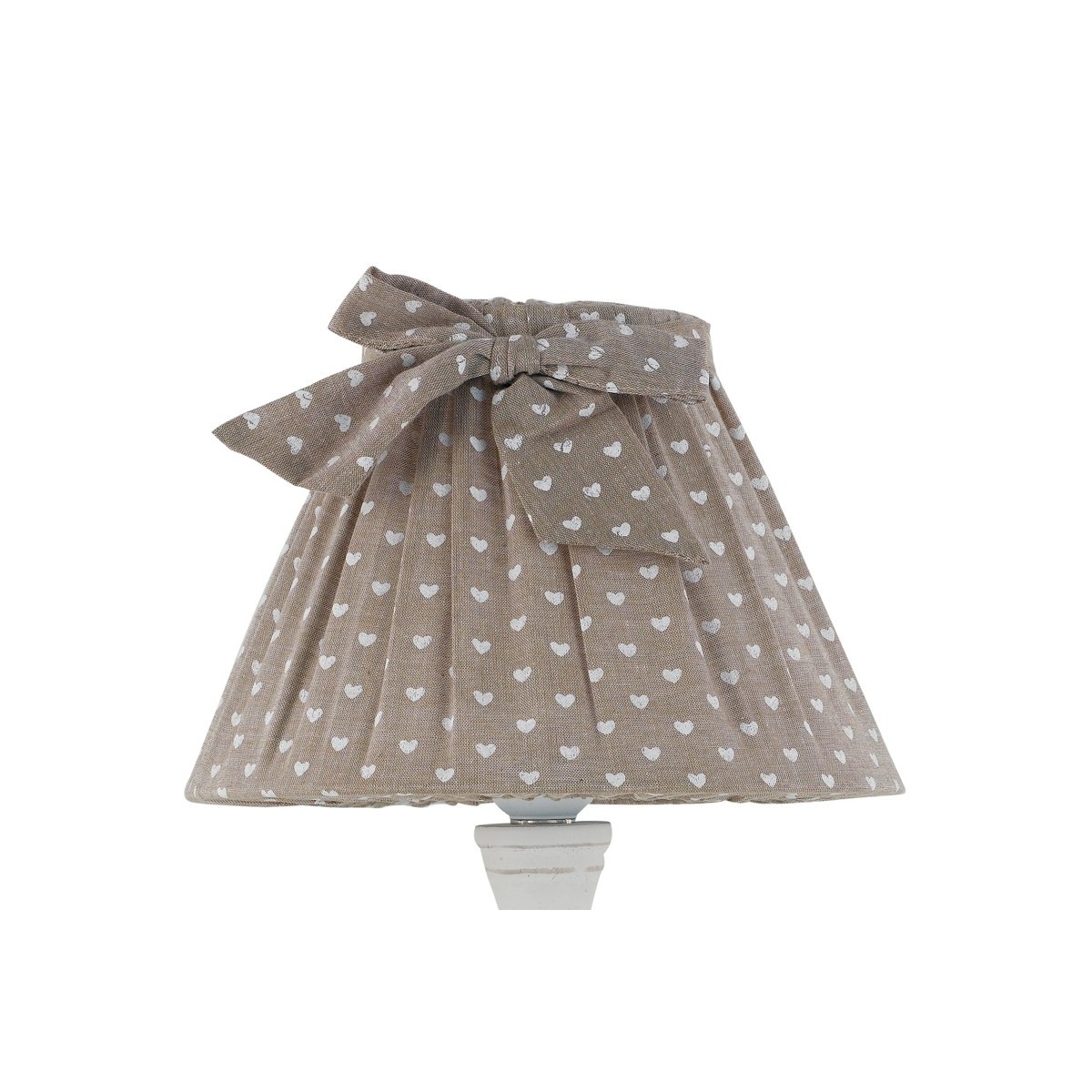 Abat-jour en tissu marron avec décoration coeurs blancs...