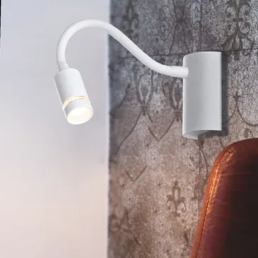LED-KEPLER-BCO - Applique da Lettura Flessibile Silicone Bianco Lampada Moderna Led 3 watt Luce Calda