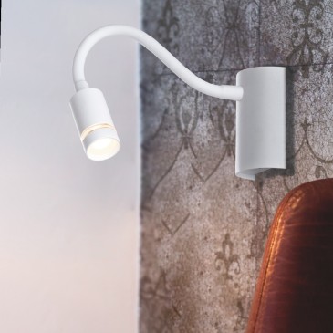 LED-KEPLER-BCO - Applique da Lettura Flessibile Silicone Bianco Lampada Moderna Led 3 watt Luce Calda