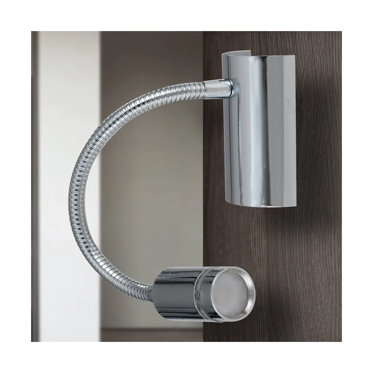 LED-KEPLER-CR - Applique Moderna Cromo Flessibile Lampada da Lettura Led 3 watt Luce Calda