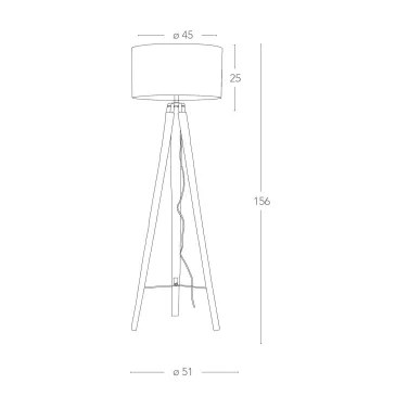 Lampada da Terra Tre Piedi Tortora con Struttura in Legno e Paralume in Tessuto FanEurope