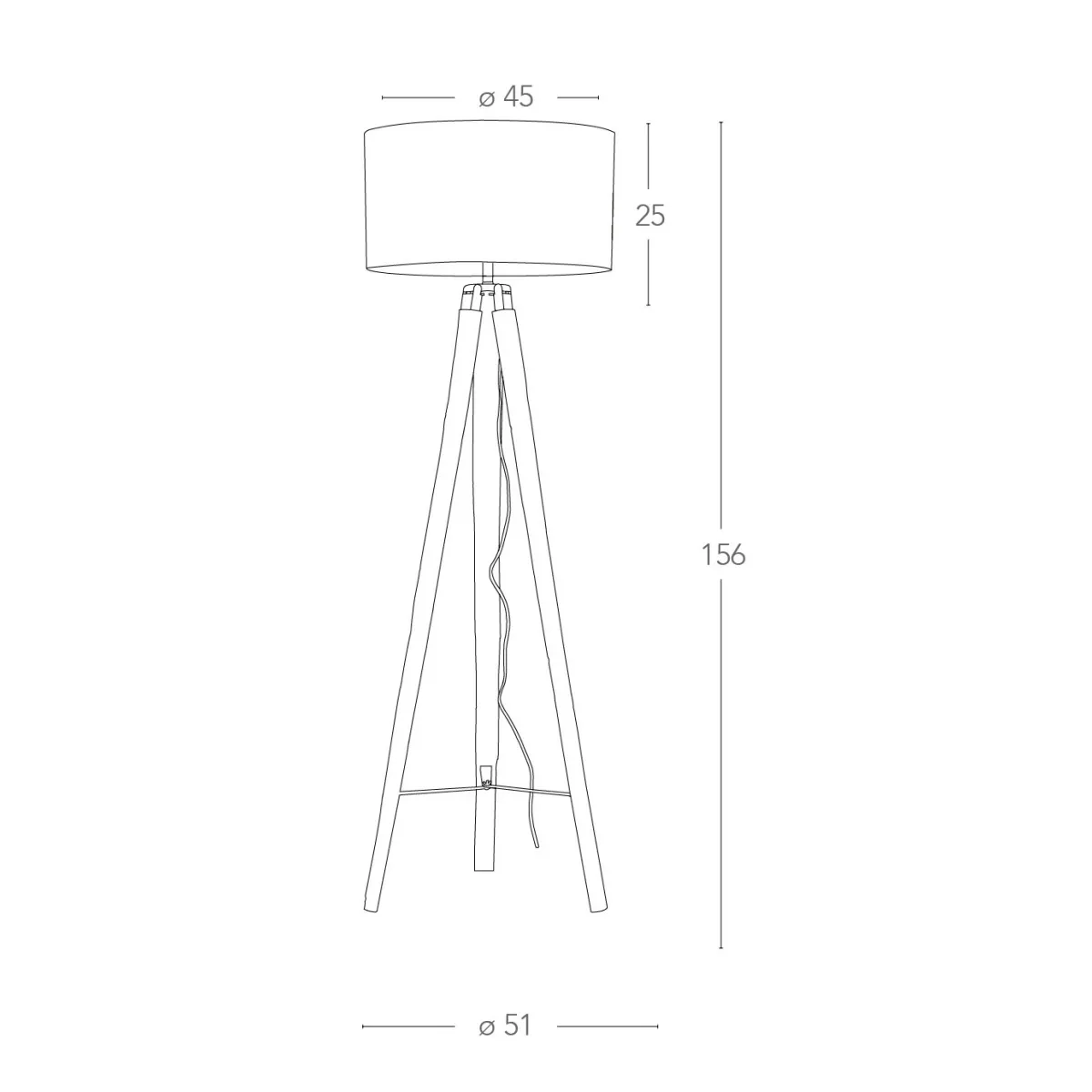 Lampada da Terra Tre Piedi Tortora con Struttura in Legno e Paralume in Tessuto FanEurope