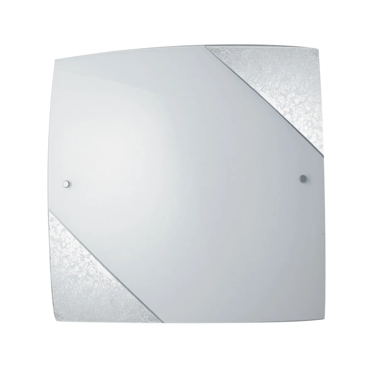 I-PARIS/3030 SIL - Plafoniera Quadrata Vetro Bianco Decoro Argento Soffitto Parete E27