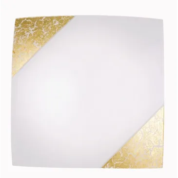 I-PARIS/4040 ORO - Plafoniera Decoro Oro Vetro Bianco Quadrata Lampada Moderna E27