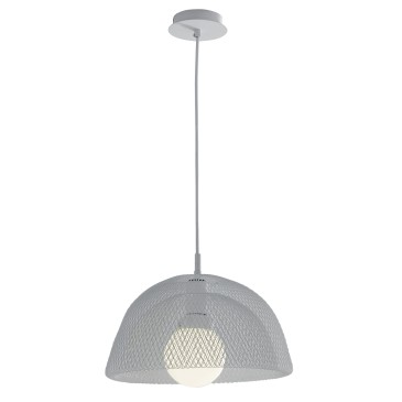 Lustre suspendu moderne en maille blanche, disponible en 2 tailles