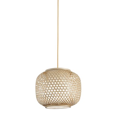 E27-Aufhängung aus natürlichem, gewebtem Bambus im ethnischen Stil
