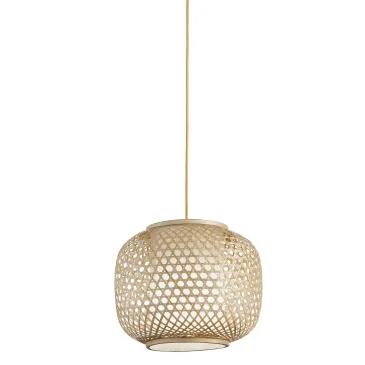 I-ZEN-S-M - Sospensione Etnica Bambù Naturale Intrecciato Interni E27