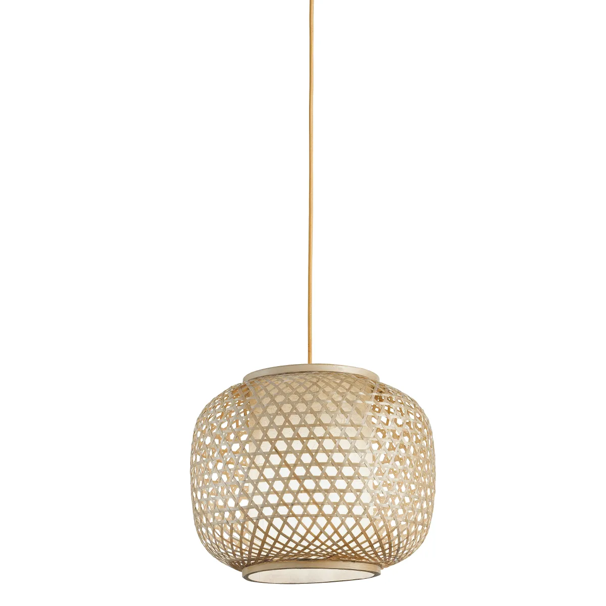 I-ZEN-S-M - Suspension Ethnique Intérieur Bambou Naturel Tressé E27
